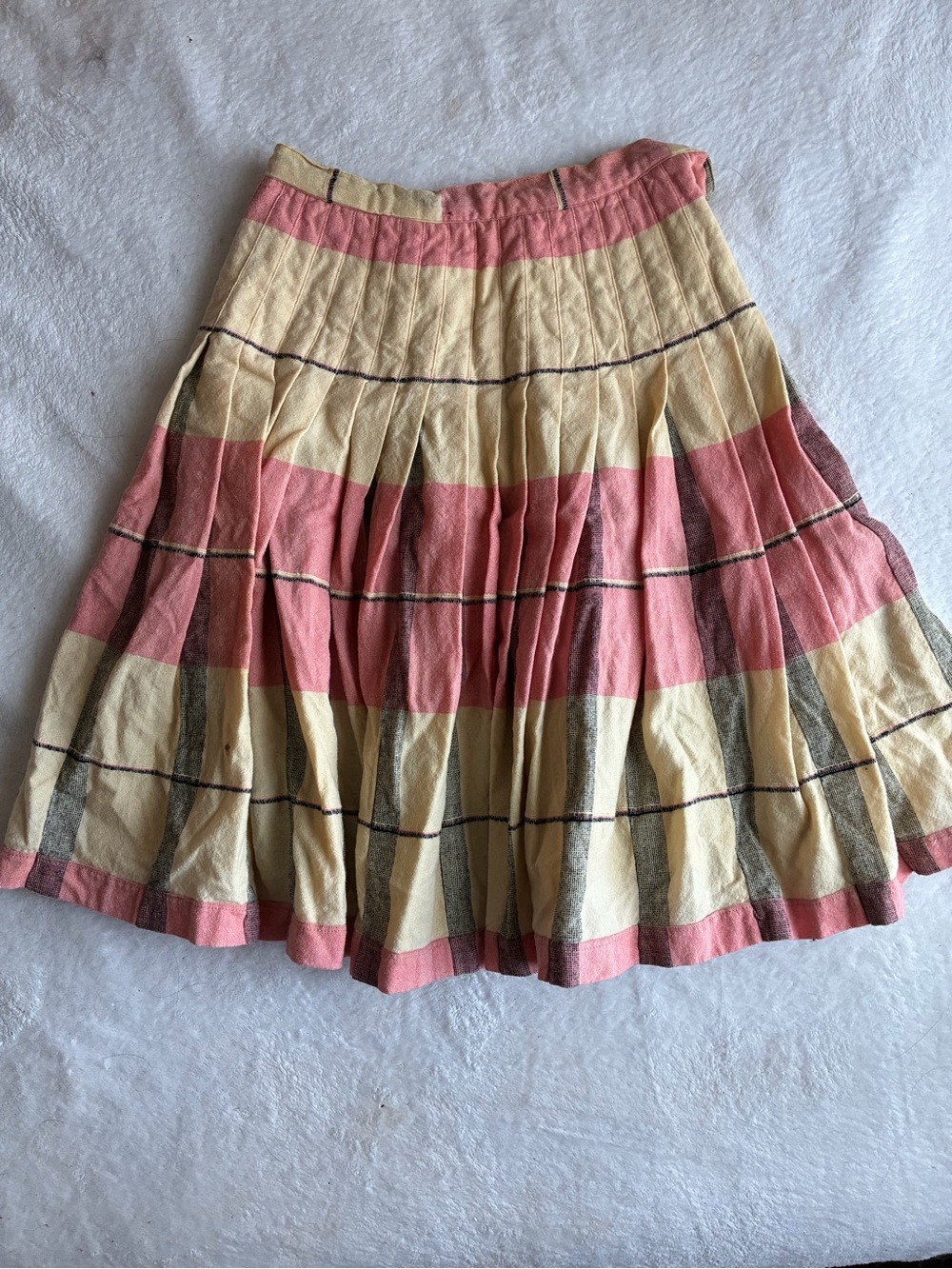 Vintage Pendleton Pink and Cream Striped Pleated Circle Skirt